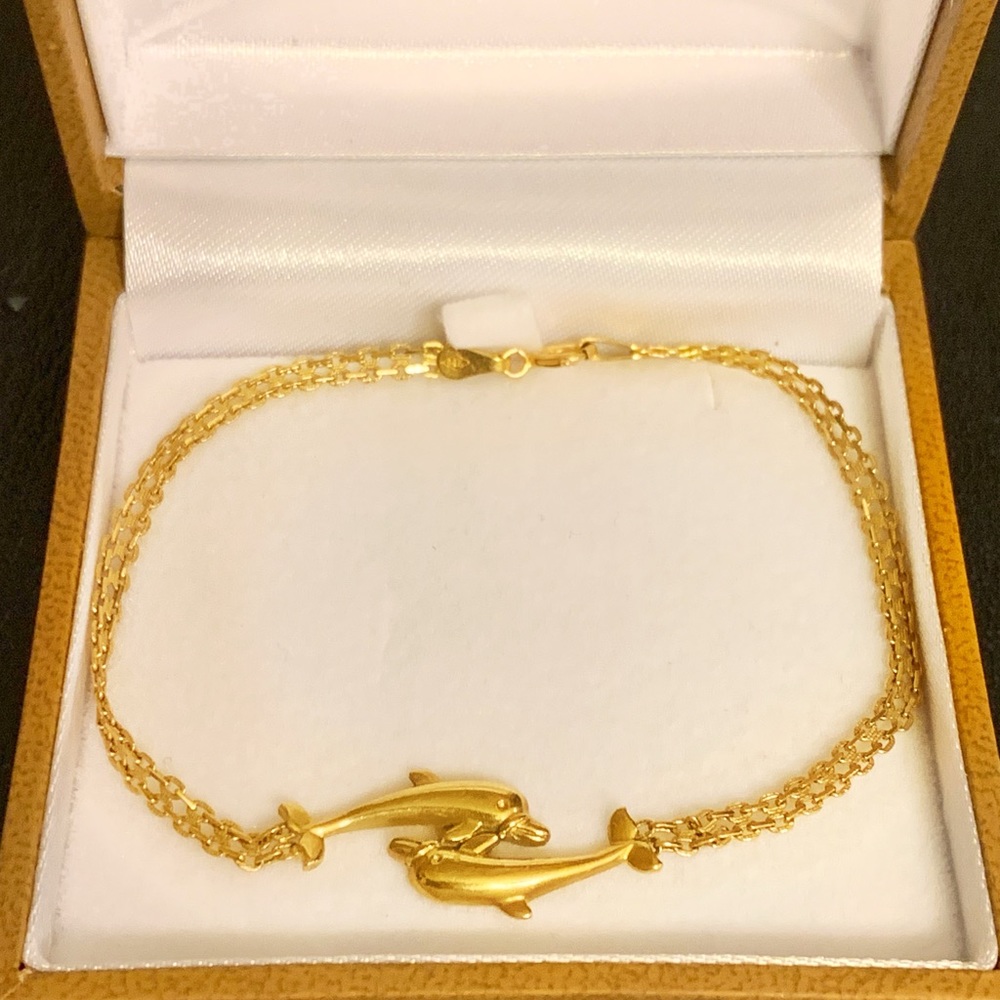 14K Gold Bracelet With Dolphins